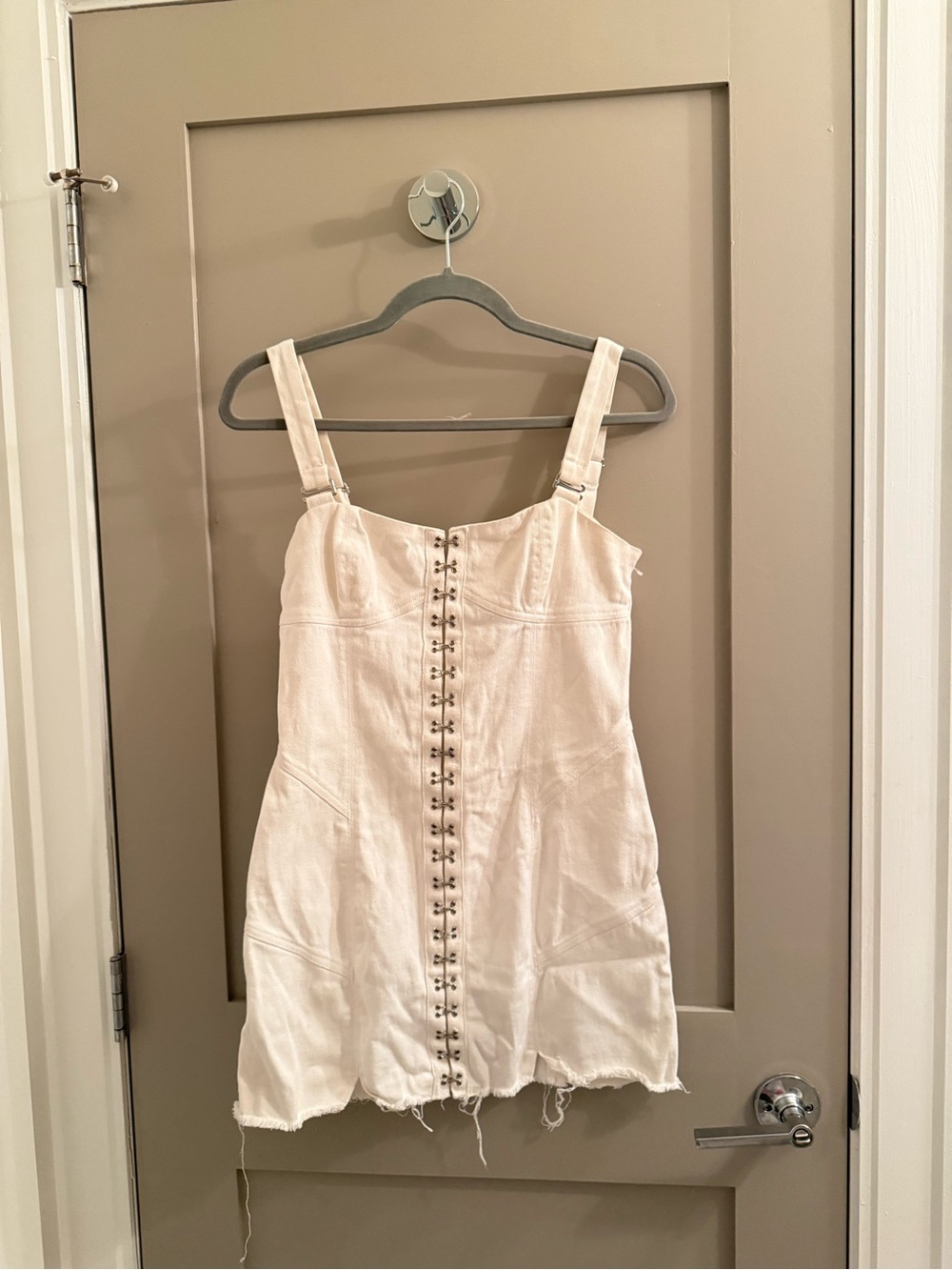 For Love and Lemons White Hook-and-Eye Mini Dress with Adjustable Straps